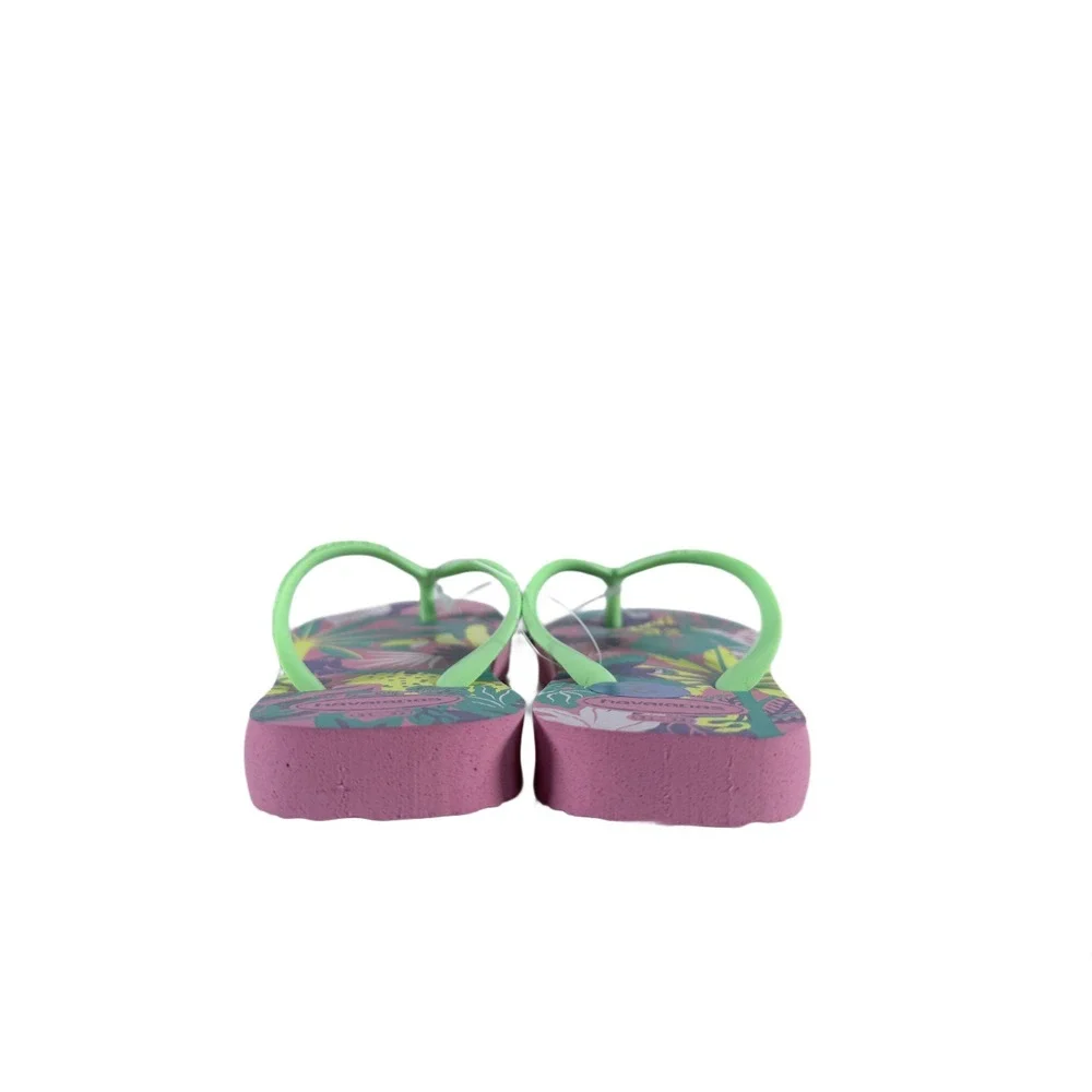 Havaianas Pink Lemonade Flip‎ Flops Sandals Girls Size 2Y Sloth Leopard Jungle